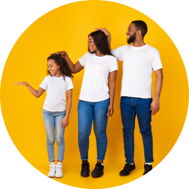 Family Pointing Yellow Background